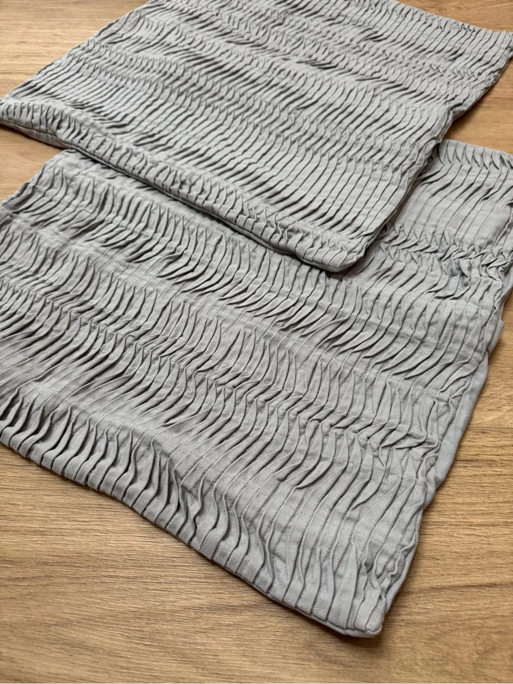 West Elm Set Of 2 Throw Pillow Covers 20x20 inch Pleated Boho Home Decor Neutral